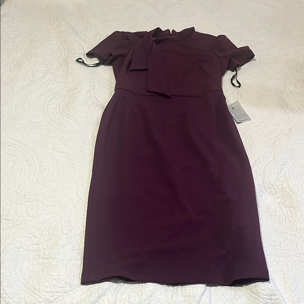 Maggy London Red Ruffled Tiered Sheath Midi Dress